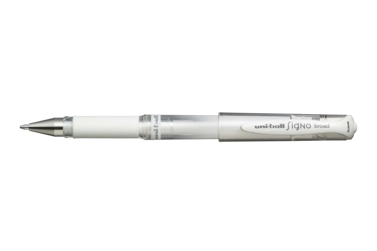 Uni-ball Signo Broad UM-153 Roller de Tinta Gel 1mm Color Blanco con Sujeción de Caucho