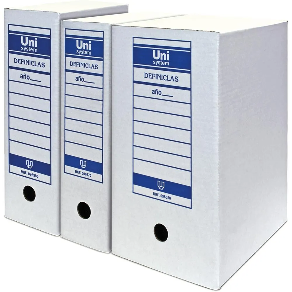 Unisystem Caja Archivo Definiclas Folio Cartón Blanco Pack 50 Ud