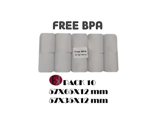 Ekrit Rollo Térmico Sin BPA 57x55x12mm 57g - Paquete de 10 Unidades
