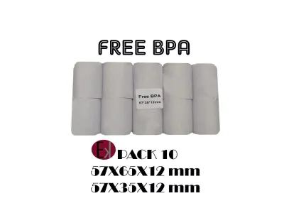 Ekrit Rollo Térmico Sin BPA 57x55x12mm 57g - Paquete de 10 Unidades