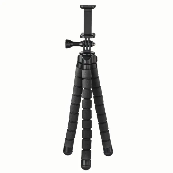 Hama Flex Trípode Plegable para Smartphone y Cámara Deportiva, Altura Ajustable 26cm, 300g, Negro