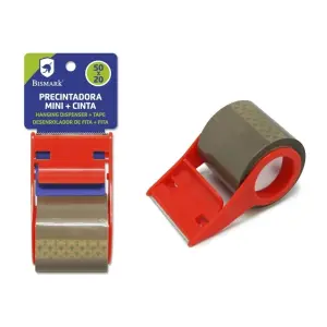 Bismark Mini Precintadora de Mano para Rollos de 20m - Incluye Precinto y Cuchilla de Acero - Color Rojo