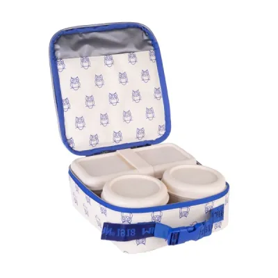 Milan Bolsa Isotérmica Porta Alimentos 3.9L con 3 Recipientes Beige/Azul