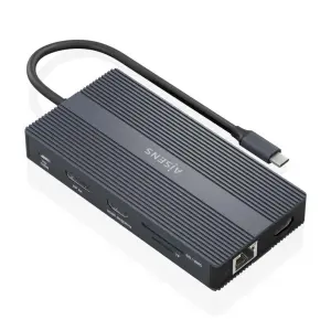 Aisens Conversor USB-C 12 en 1 con Power Delivery 100W y Conexión a 3 Pantallas