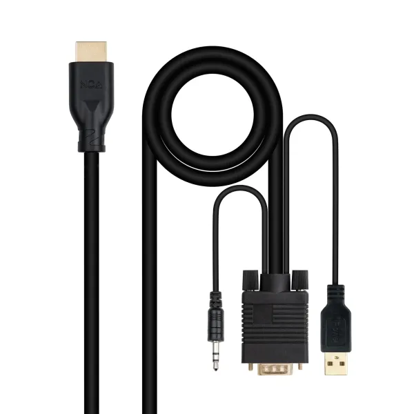 Nanocable Cable Conversor Vga A Hdmi - Vga/M-Hdmi/M + Audio -  1.8M - Color Negro