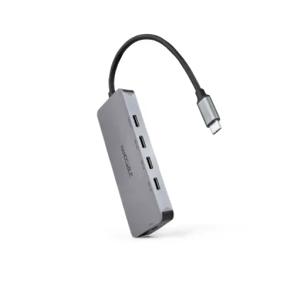 Nanocable Hub USB-C 3.2 con 4 Puertos USB-C y 1 Puerto USB-C PD 100W, 10Gbps, 0.10m
