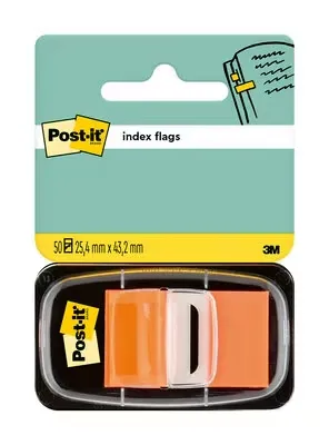 Post-It Index Dispensador Con 50 Marcadores Reposicionables 25.4 X 43.2Mm - Adherencia Firme - Para Marcar, Señalar O Destacar Informacion - Color Naranja