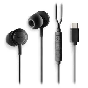 NGS Cross Step Auriculares Intraurales USB-C con Micrófono y Botón Multifunción - Negro