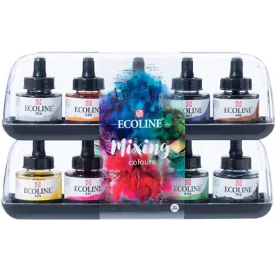 Talens Ecoline Set Acuarela Líquida 10 Botellas 30ml Colores Surtidos