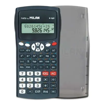 Milan M240 Calculadora Científica 10+2 Dígitos, Pantalla de 2 Líneas, 240 Funciones