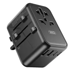 XO Adaptador de Viaje Universal 2500W - 5 Puertos y USB-C 65W - Negro