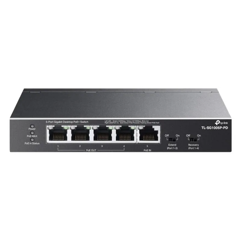 TP-LINK SG1005P-PD Switch No Gestionable 5 Puertos Giga PoE++ Sobremesa Metálico
