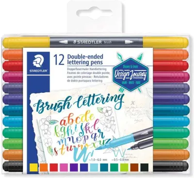Staedtler Rotuladores Brush Lettering Doble Punta Fina/Pincel Estuche 12 Ud