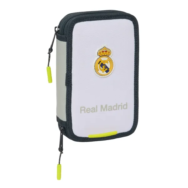 Safta Plumier Real Madrid 1ª Equipación 24/25 - 28 Piezas - 2 Compartimentos - Blanco/Negro - 12.5x19.5x4cm