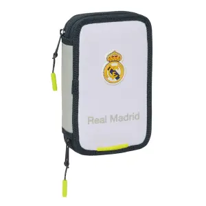 Safta Plumier Real Madrid 1ª Equipación 24/25 - 28 Piezas - 2 Compartimentos - Blanco/Negro - 12.5x19.5x4cm