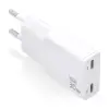 Aisens Cargador GaN Ultra Delgado 30W - 2xUSB-C PD3.0 QC4.0 - Blanco