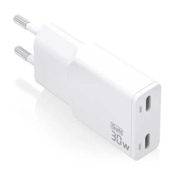 Aisens Cargador Gan Ultra Delgado 30W - 2Xusb-C Pd3.0 Qc4.0 - Color Blanco