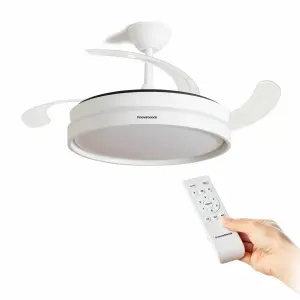 InnovaGoods Ventilador de Techo Retráctil 72W con Luz LED y Mando a Distancia