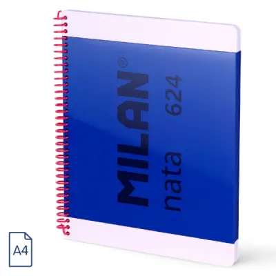 Milan Nata 624 Cuaderno Espiral A4 Liso 80 Hojas 95 gr/m2 Microperforado Azul