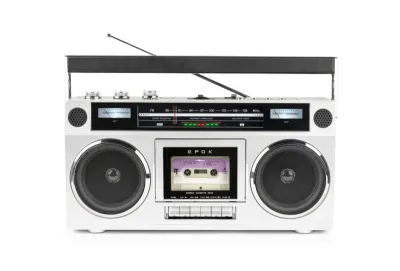 Bigben Blaster Radio Cassette Portátil Retro - FM, 15W, Bluetooth, Corriente y Pilas