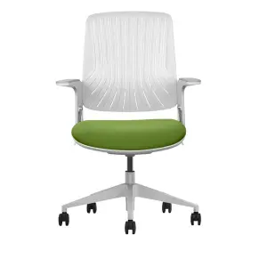 Cromad SE1800 Silla de Oficina Ajustable con Elevador de Gas y Respaldo Antibacteriano Verde/Blanco