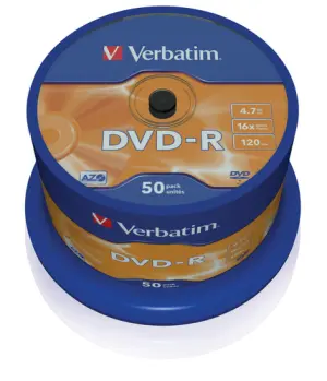 Verbatim DVD-R 4.7GB 16X 50 Pack Spindle Superficie Matt Silver