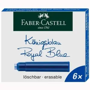 Faber Castell Cartucho Tinta Borrable Azul Estuche 6 Unidades
