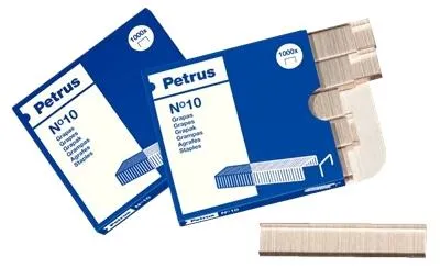 Petrus Caja de 1000 Grapas Nº10 Galvanizadas para Hasta 10 Hojas, Patilla 4mm