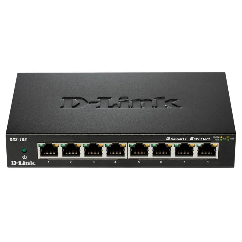 D-Link DGS-108 Switch No Gestionable 8 Puertos Gigabit Metal Sobremesa