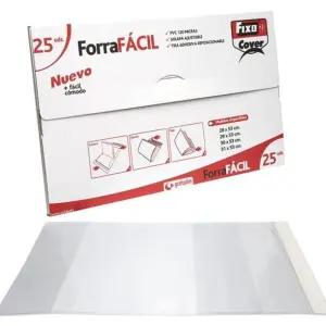Fixo Forro Libros Sin Adhesivo Solapa Ajustable PVC 120 Micras 0,29x0,53m Transparente Caja 25
