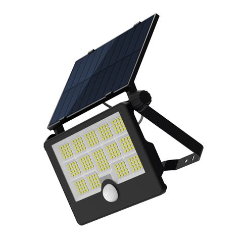 Elbat Foco Solar Led 50W - 1600Lm - Luz Fria 6500K - Sensor De Movimiento - Deteccion De 3 A 5 Metros - Ip65