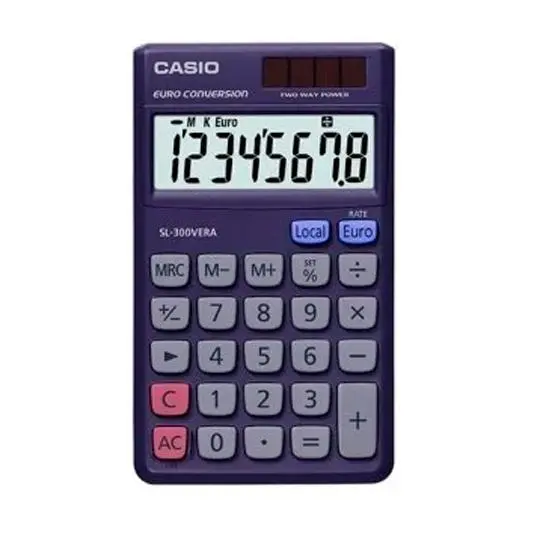 Casio Calculadora Bolsillo 8 Digitos Pantalla Grande Lcd Azul Marino