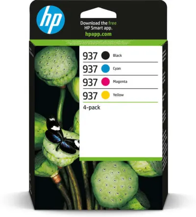 HP 937 Pack de 4 Cartuchos de Tinta Originales para Impresoras