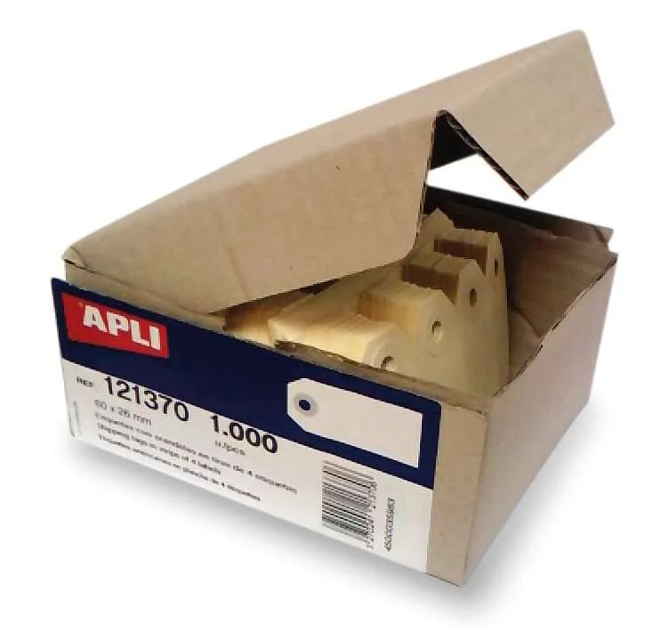 Apli Etiquetas Colgantes con Arandela 80x38mm Caja de 1000 Crema
