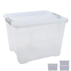 Archivo 2000 Caja De Almacenaje Apilable 32L Con Tapa 360X420X300mm PP Cristal Transparente