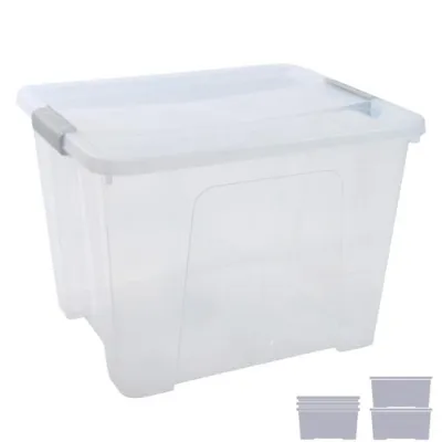 Archivo 2000 Caja De Almacenaje Apilable 32L Con Tapa 360X420X300mm PP Cristal Transparente
