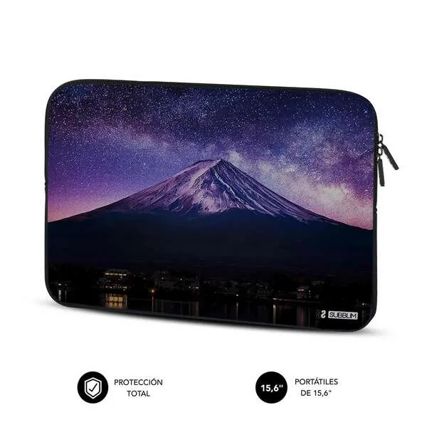 Subblim Funda Neopreno Trendy Para Portatil 15.6" - Grosor 3Mm - Resistencia A Golpes - Diseño Mountain - Color Negro