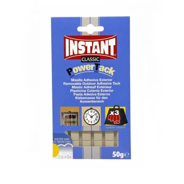 Instant Power Tack Classic Masilla Adhesiva 50gr - Uso Exterior, Resistente a Rayos UV y Lluvia