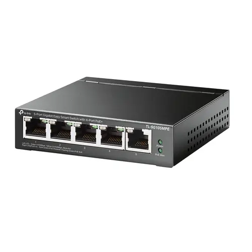 Switch Semigestionables Poe+ Tp-Link Sg105Mpe 5P Gigabit 4P Poe+ Total Poe+ 120W Carcasa Metalica