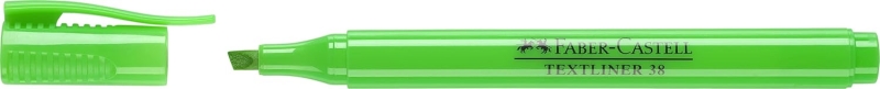 Faber-Castell Textliner 38 Marcador Fluorescente - Cuerpo Fino - Punta Biselada - Trazo Grueso Y Fino - Tinta Con Base De Agua - Color Verde