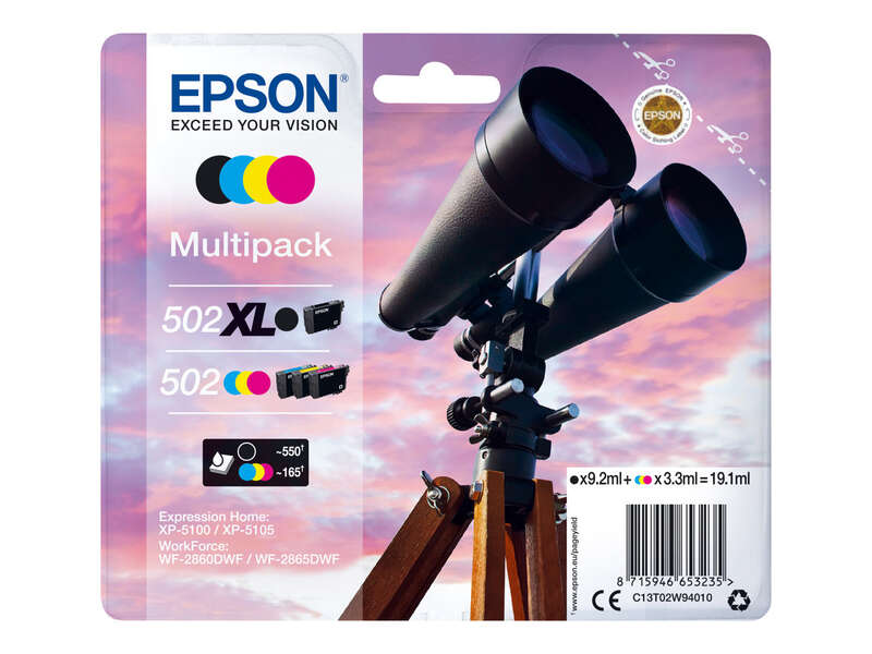 Epson 502Xl/502 Pack De 4 Cartuchos De Tinta Originales - C13T02W94010