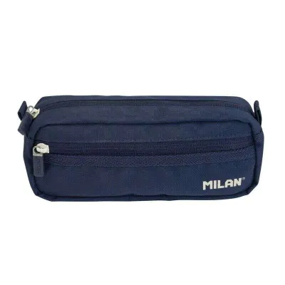 Milan Estuche Portatodo Rectangular 2 Compartimentos Tejido Resistente 21x8,5x6,1cm Azul Oscuro