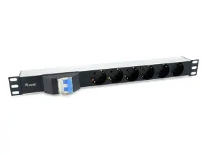 EQUIP Regleta Alimentación Aluminio Rack 19" 1U 6 Tomas Shucko con Magnetotérmico 1.8m
