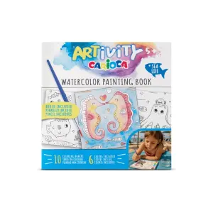 Carioca Artivity Libro para Colorear con Acuarelas Sea Life - 6 Colores y Pincel Incluido