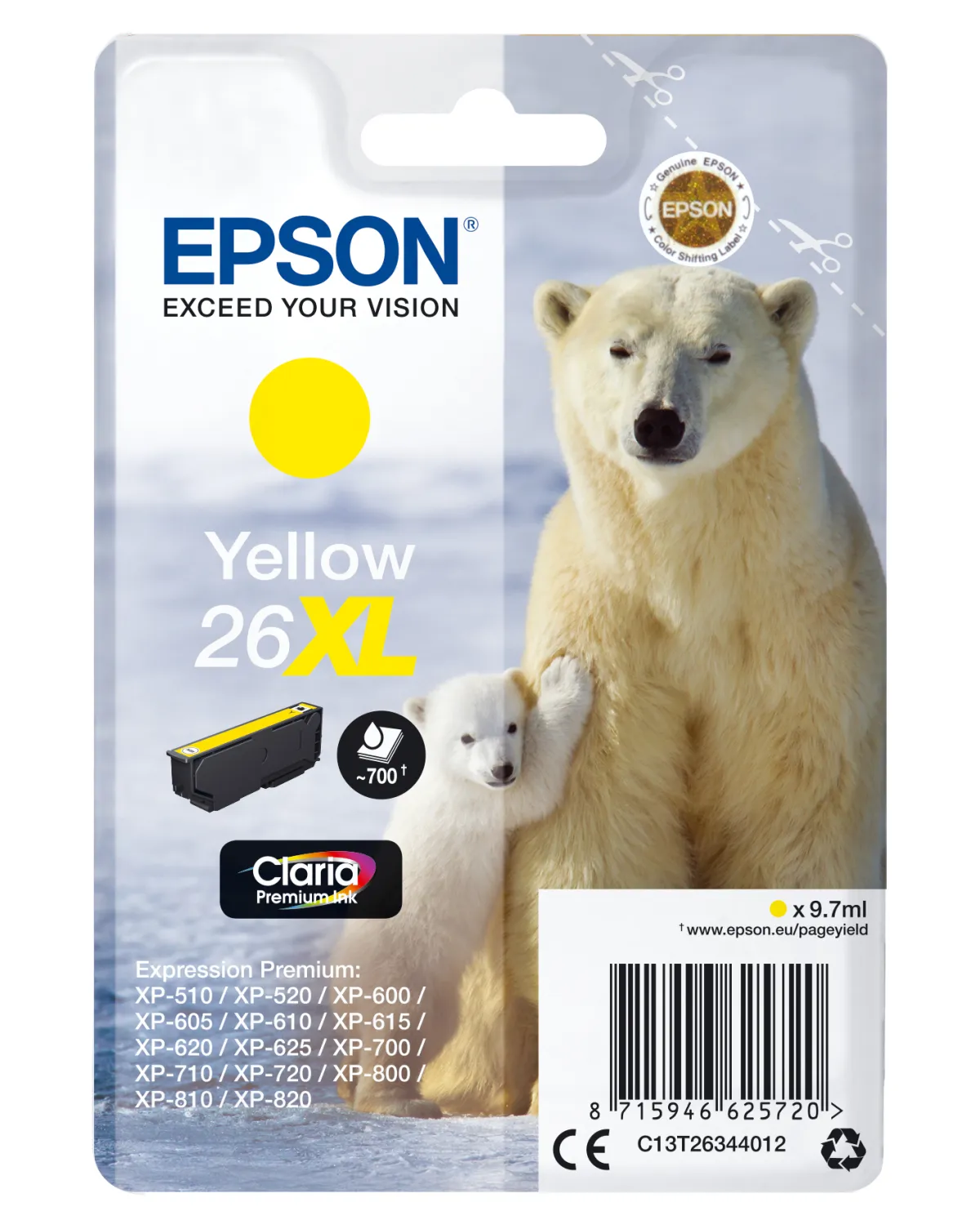 Epson T2634 (26XL) Amarillo Cartucho de Tinta Original - C13T26344012