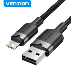 Vention Cable de Carga USB-A a Lightning Trenzado 2m 2.4A 480Mbps Negro