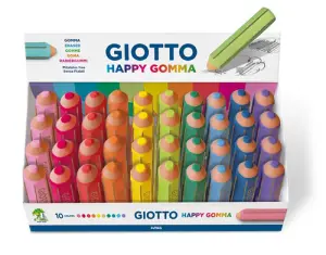 GIOTTO HAPPY GOMMA GOMA DE BORRAR LÁPIZ COLORES SURTIDOS EXPOSITOR 40 UD