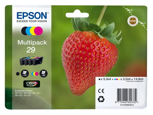 Epson Tinta Multipack 4 Colores BK/C/M/Y Nº 29 para XP 235/332/335/432/435