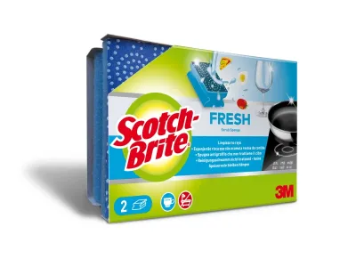 Scotch-Brite Estropajos de Cocina Fresh Pack de 2 - Protección para Dedos - Color Azul