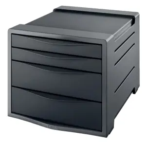 Esselte Europost Vivida Archivador de 4 Cajones con Deslizamiento Suave - Gris/Negro